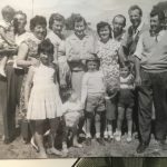 Simeoni sisters and families & ?, Valetta Road, c 1958